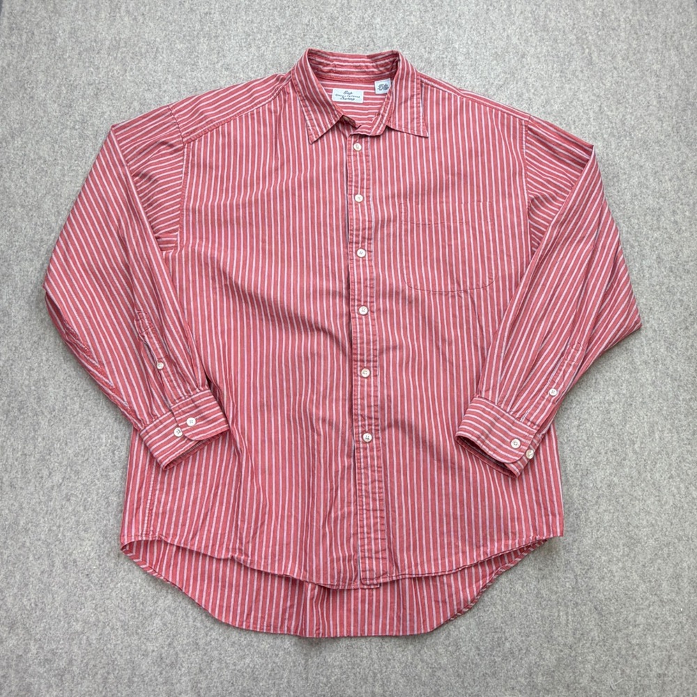 Vintage Gap Striped Button Down Men L/XL Red Preppy Coastal Old Money Collegiate